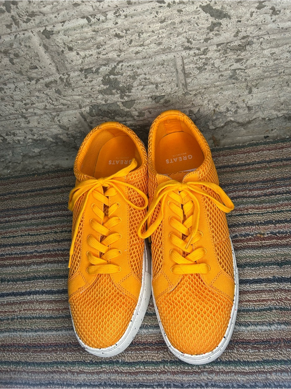 NWOT Greats Men’s Bright Orange Mesh Sneakers Size 10.5